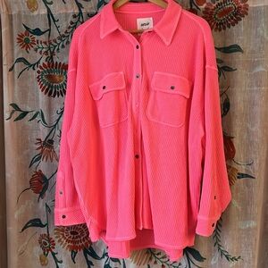 Hot pink lumber Jane waffle shirt